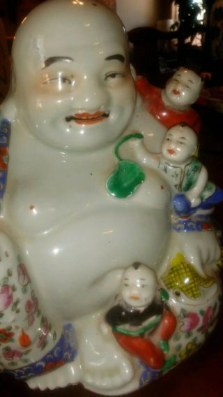 Antique Vintage Chinese Famille Rose Porcelain Buddha with Children 11