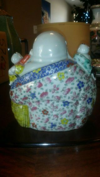 Antique Vintage Chinese Famille Rose Porcelain Buddha with Children 4