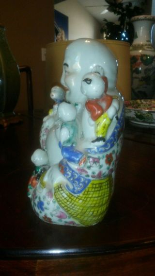 Antique Vintage Chinese Famille Rose Porcelain Buddha with Children 5