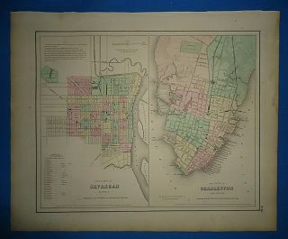 Vintage 1857 Charleston - Savannah Map Old Antique Atlas Map