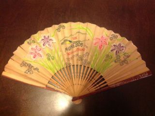 Vtg Muresco Benjamin Moore Japanese Bamboo & Print Paper Folding Fan