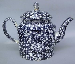 Antique 18th 19th C English Pearlware Creamware Tortoise Teapot Whieldon Spatter