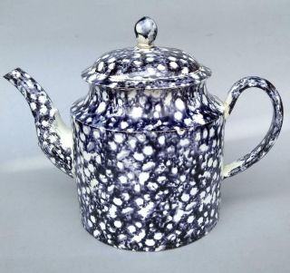 Antique 18th 19th C English Pearlware Creamware Tortoise Teapot Whieldon Spatter 2