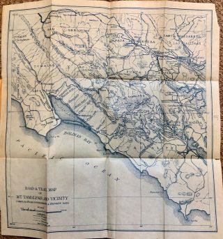 Vintage c1910 Hikers Map of Mt.  Tamalpais and Vicinity,  Marin County,  California 3