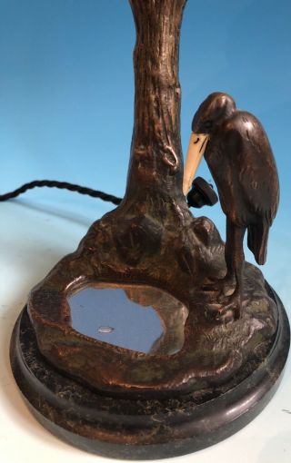 Art Nouveau Jugendstil Austrian Bronze Lamp / Lampe / Light On A Marble Base 10
