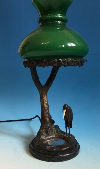 Art Nouveau Jugendstil Austrian Bronze Lamp / Lampe / Light On A Marble Base
