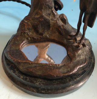 Art Nouveau Jugendstil Austrian Bronze Lamp / Lampe / Light On A Marble Base 5