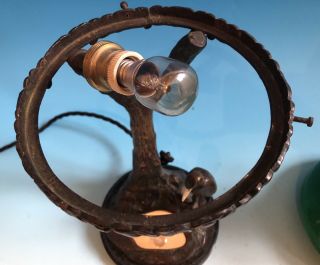 Art Nouveau Jugendstil Austrian Bronze Lamp / Lampe / Light On A Marble Base 6