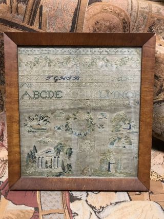 Antique Georgian Needlework Sampler dated 1829 alphabet 10