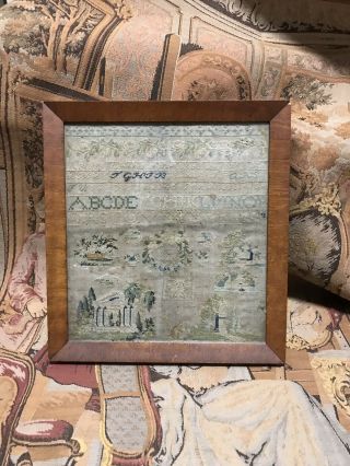 Antique Georgian Needlework Sampler dated 1829 alphabet 2