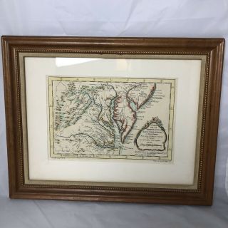 Antique Rare Map Of Eastern U.  S.  Virginia Chesepeake Jersey Maryland 1750 