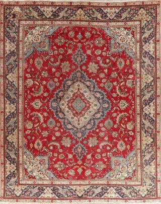Traditional Oriental Old Area Rugs Hand - Knotted Floral Vintage Carpet 10 X 13