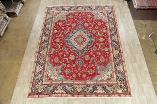Traditional Oriental Old Area Rugs Hand - Knotted Floral Vintage Carpet 10 x 13 2
