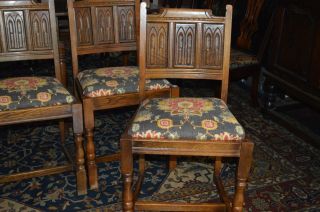 Dining Chairs (6) English Oak Edwardian Early 1900 ' s 4