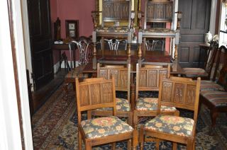 Dining Chairs (6) English Oak Edwardian Early 1900 ' s 6
