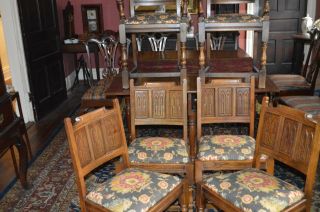 Dining Chairs (6) English Oak Edwardian Early 1900 ' s 7