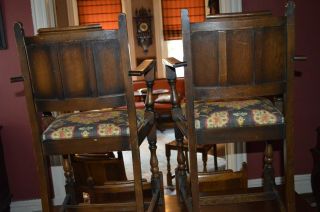 Dining Chairs (6) English Oak Edwardian Early 1900 ' s 8
