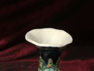 Two Antique Victorian Porcelain Vase Colbalt Blue,  Sail Boat & Flower Design 3