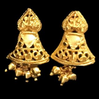 Very Rare Gandhara Ancient Gold Earrings 200 - 400 Ad (large Size) (2)