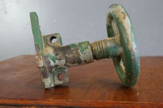 Vintage Cast Iron Hand Crank Wheel Green Handle Industrial Machine Age Repurpose 4