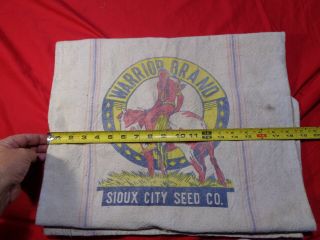 ANTIQUE SEED SACK WITH NATIVE AMERICAN INDIAN FIGURE SIOUX CITY SEED COMPANY 5