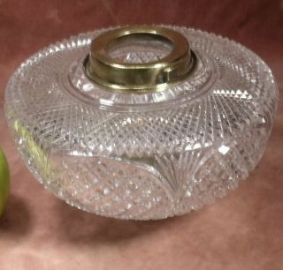 Antique C1870 Fine Quality Cut Crystal Glass Oil Lamp Font Hinks Fit Reservoir