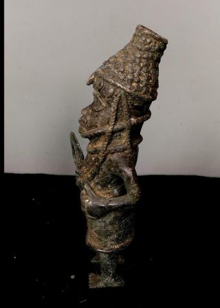 Old Tribal large Benin Bronze King (Oba) Figure - Nigeria 5