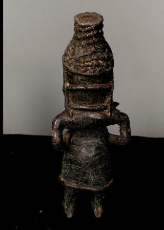 Old Tribal large Benin Bronze King (Oba) Figure - Nigeria 6