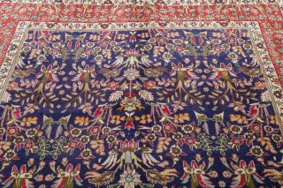 Persian 7 x 11 Wool Handmade All - Over Floral Oriental Area Rug Tebriz Navy Blue 12