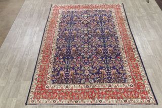 Persian 7 x 11 Wool Handmade All - Over Floral Oriental Area Rug Tebriz Navy Blue 2
