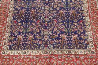Persian 7 x 11 Wool Handmade All - Over Floral Oriental Area Rug Tebriz Navy Blue 5