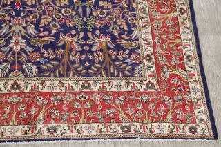 Persian 7 x 11 Wool Handmade All - Over Floral Oriental Area Rug Tebriz Navy Blue 6