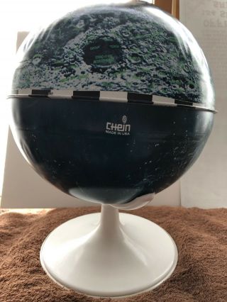 Chein Lunar Globe 1969 With Vintage Rand Mcnally Moon Atlas And Apollo 11 Patch