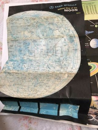 Chein Lunar Globe 1969 With vintage Rand Mcnally Moon Atlas And Apollo 11 Patch 4