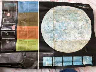 Chein Lunar Globe 1969 With vintage Rand Mcnally Moon Atlas And Apollo 11 Patch 5