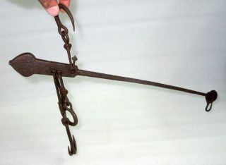 1800 ' s Antique Old Huge Rare Hand Carved Unique 3 In 1 Multi Measurement Scale 5