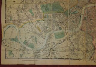 JAMES WYLD ' S LINEN BACKED PLAN OF LONDON & ITS VICINITY - 1875 5