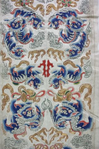 Antique Chinese Robe Sleeve Bands Pair Bullion Peking Embroidery Dragon Qing 3