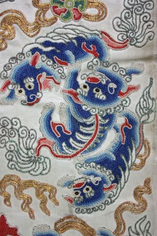 Antique Chinese Robe Sleeve Bands Pair Bullion Peking Embroidery Dragon Qing 5