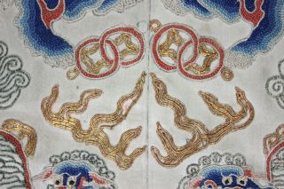 Antique Chinese Robe Sleeve Bands Pair Bullion Peking Embroidery Dragon Qing 6