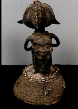 Old Tribal Large Bronze Tikar Maternity Figure - Cameroon 7