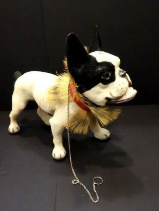 All French Bulldog With Growler 17 " 3/4 Pull Along Toy 1960