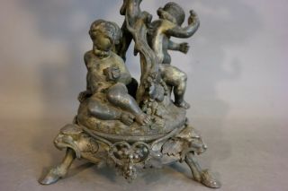 19thC Antique VICTORIAN Era CHRISTOFLE Figural BRONZE PUTTI Statue BRIDES BASKET 3