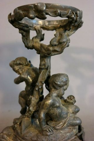 19thC Antique VICTORIAN Era CHRISTOFLE Figural BRONZE PUTTI Statue BRIDES BASKET 5