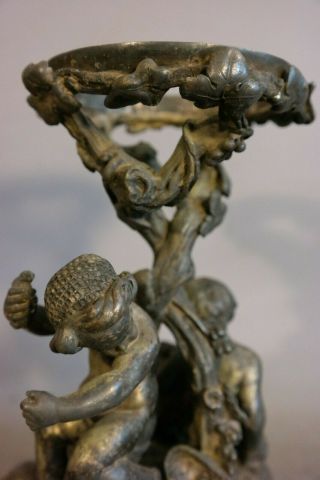 19thC Antique VICTORIAN Era CHRISTOFLE Figural BRONZE PUTTI Statue BRIDES BASKET 7