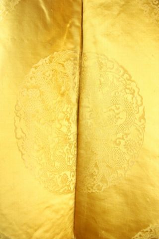 Antique Chinese Robe Qing Dynasty Medallions Yellow Silk Fur Lining 1900s 1920s 7