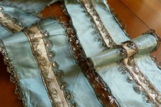 Gorgeous Fragment Ecclisiastic Silk Tc 9yds Metallic Silver Lace France 1800