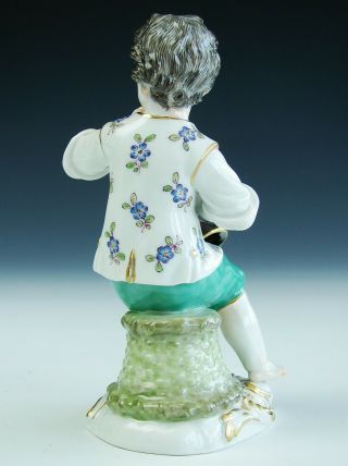 Antique SIGNED Meissen German Hand Painted Porcelain Grape Boy Figurine Statue 3