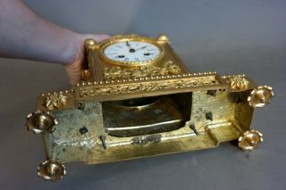 19thC Antique VICTORIAN Era MILLER & SON Old GILT Metal FRENCH Type MANTEL CLOCK 10