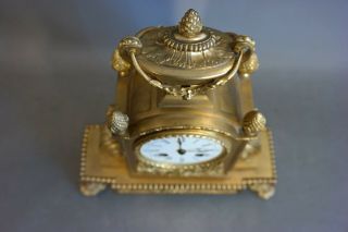 19thC Antique VICTORIAN Era MILLER & SON Old GILT Metal FRENCH Type MANTEL CLOCK 9